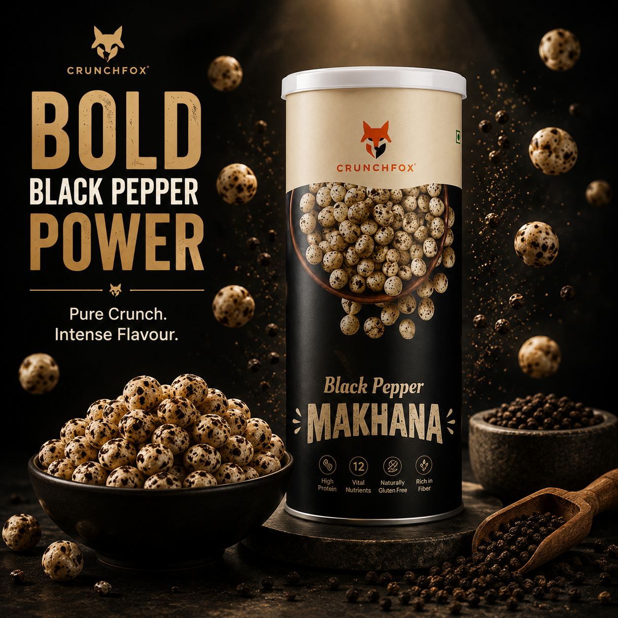 Black Pepper Salted Makhana – 80g - Image 2