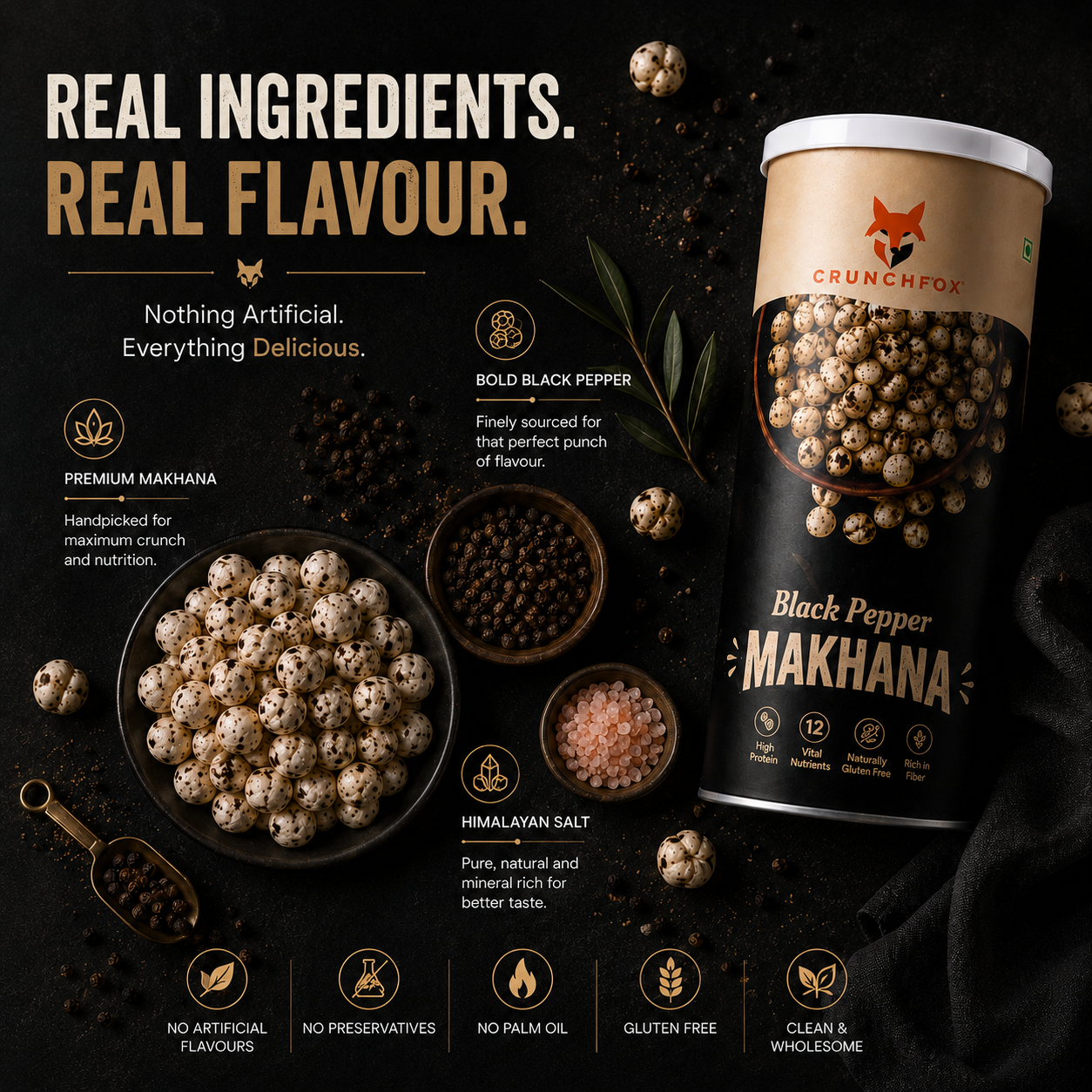 Black Pepper Salted Makhana – 80g - Image 4